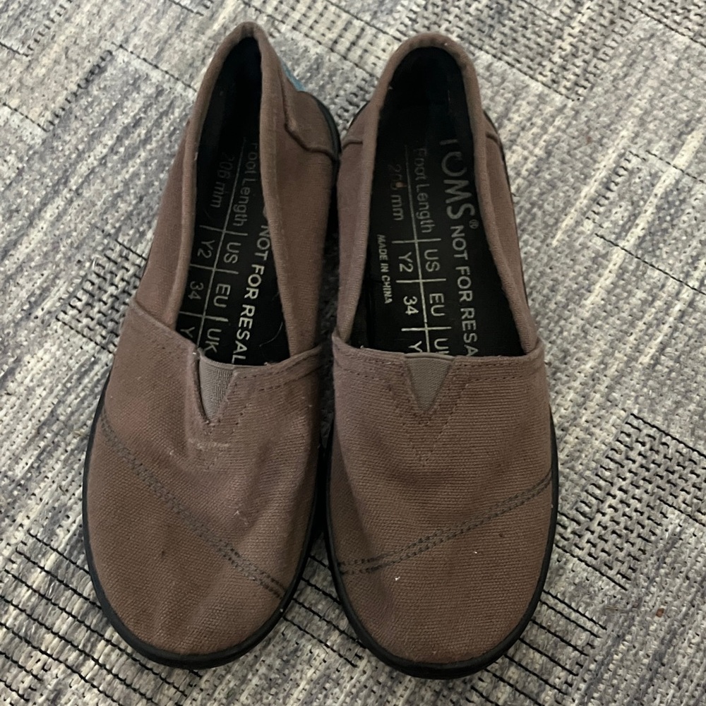 TOMS Brown Canvas Slip-Ons For Kids